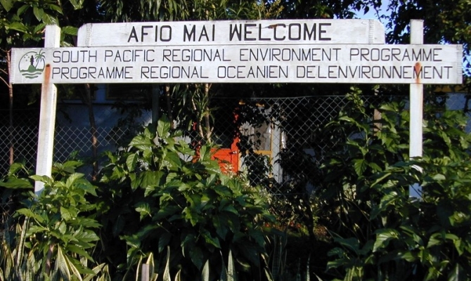 First SPREP signboard at Vaitele location. 