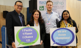 L-R H.E. Ronald Jumeau, Karen Hallows, Peter Haldorsen, Genevieve Jiva